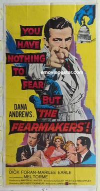 s289 FEARMAKERS three-sheet movie poster '58 Dana Andrews, Dick Foran