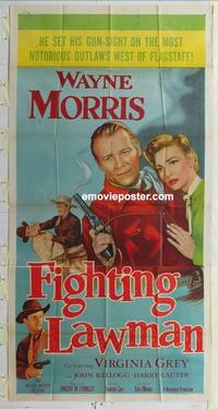 s293 FIGHTING LAWMAN three-sheet movie poster '53 Wayne Morris, Virginia Grey