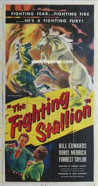 s294 FIGHTING STALLION three-sheet movie poster '50 Bill Edwards