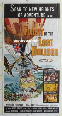 s307 FLIGHT OF THE LOST BALLOON three-sheet movie poster '61 hot air balloon!