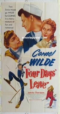 s014 4 DAYS LEAVE three-sheet movie poster '50 Cornel Wilde, Josette Day