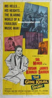 s342 GENE KRUPA STORY three-sheet movie poster '60 Sal Mineo, jazz bio!