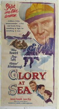 s348 GIFT HORSE three-sheet movie poster '52 Trevor Howard, WWII Navy!