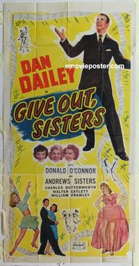 s350 GIVE OUT SISTERS three-sheet movie poster R49 Dailey, Andrews Sisters!