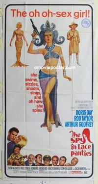 s351 GLASS BOTTOM BOAT three-sheet movie poster '66 Spy in Lace Panties!