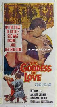 s356 GODDESS OF LOVE three-sheet movie poster '60 Belinda Lee as Aphrodite!