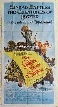 s361 GOLDEN VOYAGE OF SINBAD three-sheet movie poster '73 Harryhausen