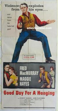 s362 GOOD DAY FOR A HANGING three-sheet movie poster '59 MacMurray, Vaughn