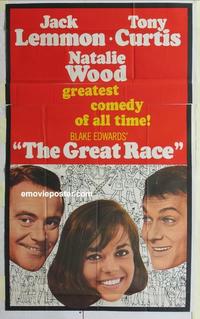 s368 GREAT RACE three-sheet movie poster '65 Curtis, Lemmon, Natalie Wood