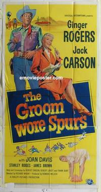 s374 GROOM WORE SPURS three-sheet movie poster '51 Ginger Rogers, Carson