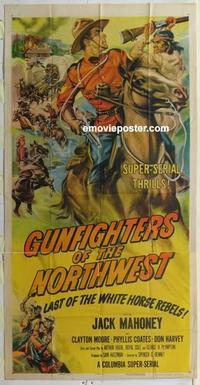 s379 GUNFIGHTERS OF THE NORTHWEST three-sheet movie poster '54 serial!