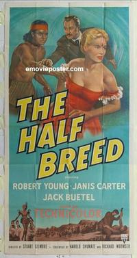s390 HALF-BREED three-sheet movie poster '52 sexy Janis Carter!