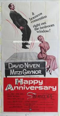 s394 HAPPY ANNIVERSARY three-sheet movie poster '59 David Niven, Gaynor