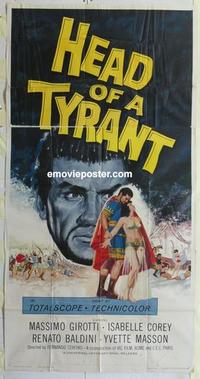 s400 HEAD OF A TYRANT three-sheet movie poster '60 Cerchio, Italian epic!