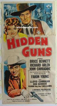 s414 HIDDEN GUNS three-sheet movie poster '56 Bruce Bennett, Richard Arlen