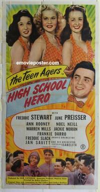 s416 HIGH SCHOOL HERO three-sheet movie poster '46 The Teen-Agers!