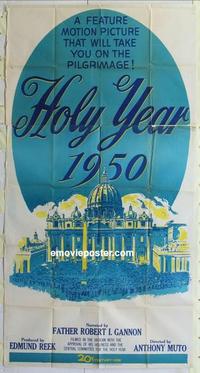 s427 HOLY YEAR 1950 three-sheet movie poster '50 Pope documentary!
