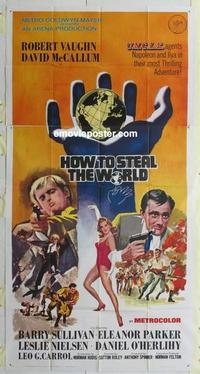 s438 HOW TO STEAL THE WORLD three-sheet movie poster '68 Robert Vaughn, UNCLE