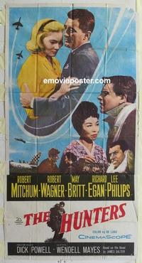 s440 HUNTERS three-sheet movie poster '58 Robert Mitchum, Robert Wagner