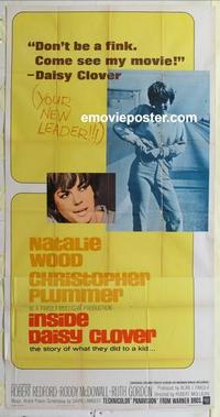 s455 INSIDE DAISY CLOVER three-sheet movie poster '66 Natalie Wood, Plummer