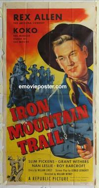 s457 IRON MOUNTAIN TRAIL three-sheet movie poster '53 Rex Allen, Pickens