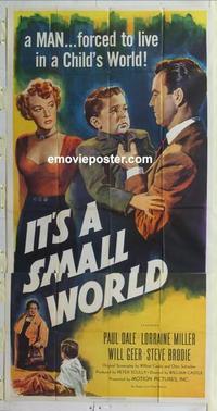 s459 IT'S A SMALL WORLD three-sheet movie poster '50 wacky bizarre comedy!