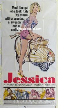 s465 JESSICA three-sheet movie poster '62 Chevalier, sexy Angie Dickinson!