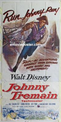 s469 JOHNNY TREMAIN three-sheet movie poster '57 Walt Disney, Esther Forbes