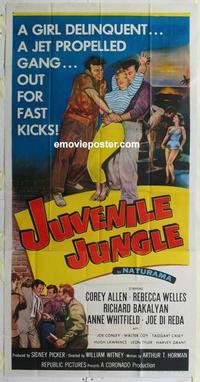 s478 JUVENILE JUNGLE three-sheet movie poster '58 jet propelled teen gang!