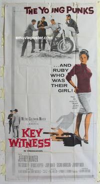 s483 KEY WITNESS three-sheet movie poster '60 Jeff Hunter, Dennis Hopper