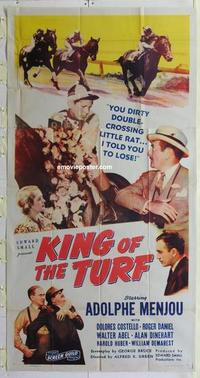 s489 KING OF THE TURF three-sheet movie poster R40s Menjou, horse racing!
