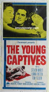 s584 YOUNG CAPTIVES three-sheet movie poster '59 bad teens, Steven Marlo
