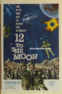 b472 12 TO THE MOON one-sheet movie poster '60 Tom Conway, Tony Dexter