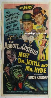 b311 ABBOTT & COSTELLO MEET DR JEKYLL & MR HYDE three-sheet movie poster '53