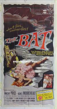 b313 BAT three-sheet movie poster '59 Vincent Price, Agnes Moorehead
