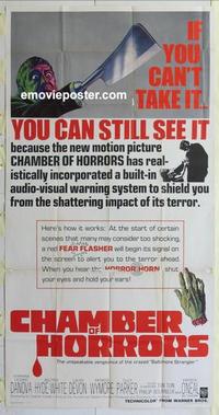 b317 CHAMBER OF HORRORS three-sheet movie poster '66 fear flasher!