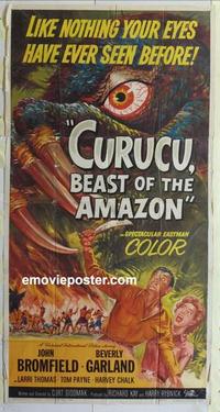 b319 CURUCU BEAST OF THE AMAZON three-sheet movie poster '56 Universal horror