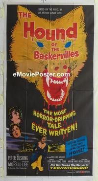 b326 HOUND OF THE BASKERVILLES three-sheet movie poster '59 Cushing