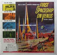 b028 FIRST SPACESHIP ON VENUS linen six-sheet movie poster '62 cool image!
