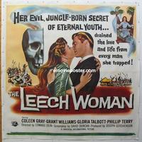 b030 LEECH WOMAN linen six-sheet movie poster '60 deadly female vampire!