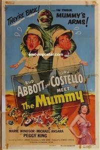 b488 ABBOTT & COSTELLO MEET THE MUMMY one-sheet movie poster '55 spooky!
