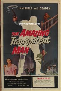 b499 AMAZING TRANSPARENT MAN one-sheet movie poster '59 invisible & deadly!