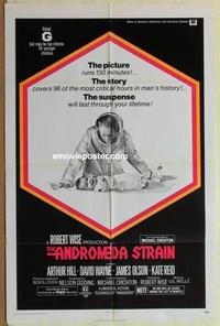 b504 ANDROMEDA STRAIN one-sheet movie poster '71 Michael Crichton sci-fi!