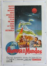 b025 WAR OF THE WORLDS linen Argentinean movie poster R65 Gene Barry, classic!