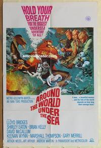 b510 AROUND THE WORLD UNDER THE SEA one-sheet movie poster '66 Bridges