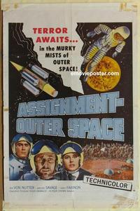 b512 ASSIGNMENT-OUTER SPACE one-sheet movie poster '62 Italian sci-fi!