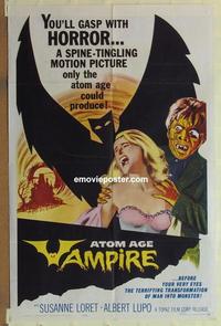 b516 ATOM AGE VAMPIRE one-sheet movie poster '63 you'll gasp with horror!