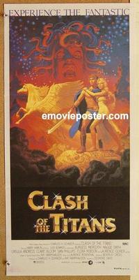b239 CLASH OF THE TITANS #1 Aust daybill movie poster '81 Hildebrandt