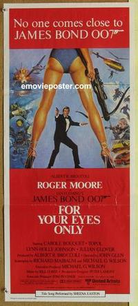 b247 FOR YOUR EYES ONLY Aust daybill movie poster '81 Moore as Bond!