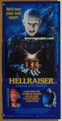 b250 HELLRAISER Aust daybill movie poster '87 Clive Barker, Pinhead!